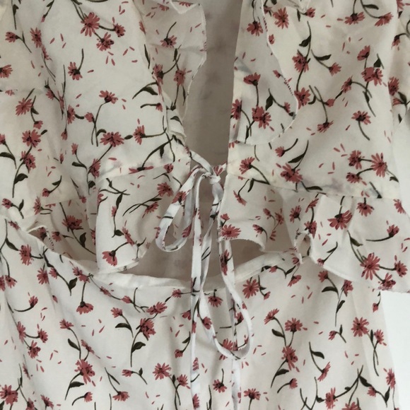 Floral White Dress with Front-Tie - Brand New - Picture 2 of 4